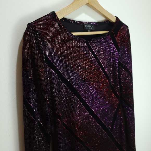 NWOT Topshop Sparkly Velour Dress - Picture 5 of 10
